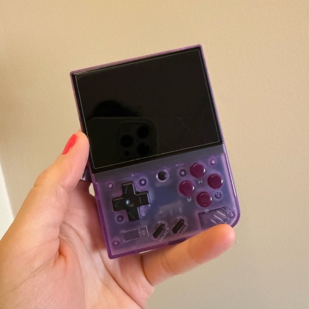 🆕Mini Miyoo Plus Portable Retro Handheld Game Console - Transparent Purple